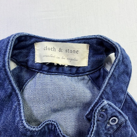 Cloth & Stone Denim Halter Wide Leg Jumpsuit Chambray Cropped XS - Picture 2 of 10